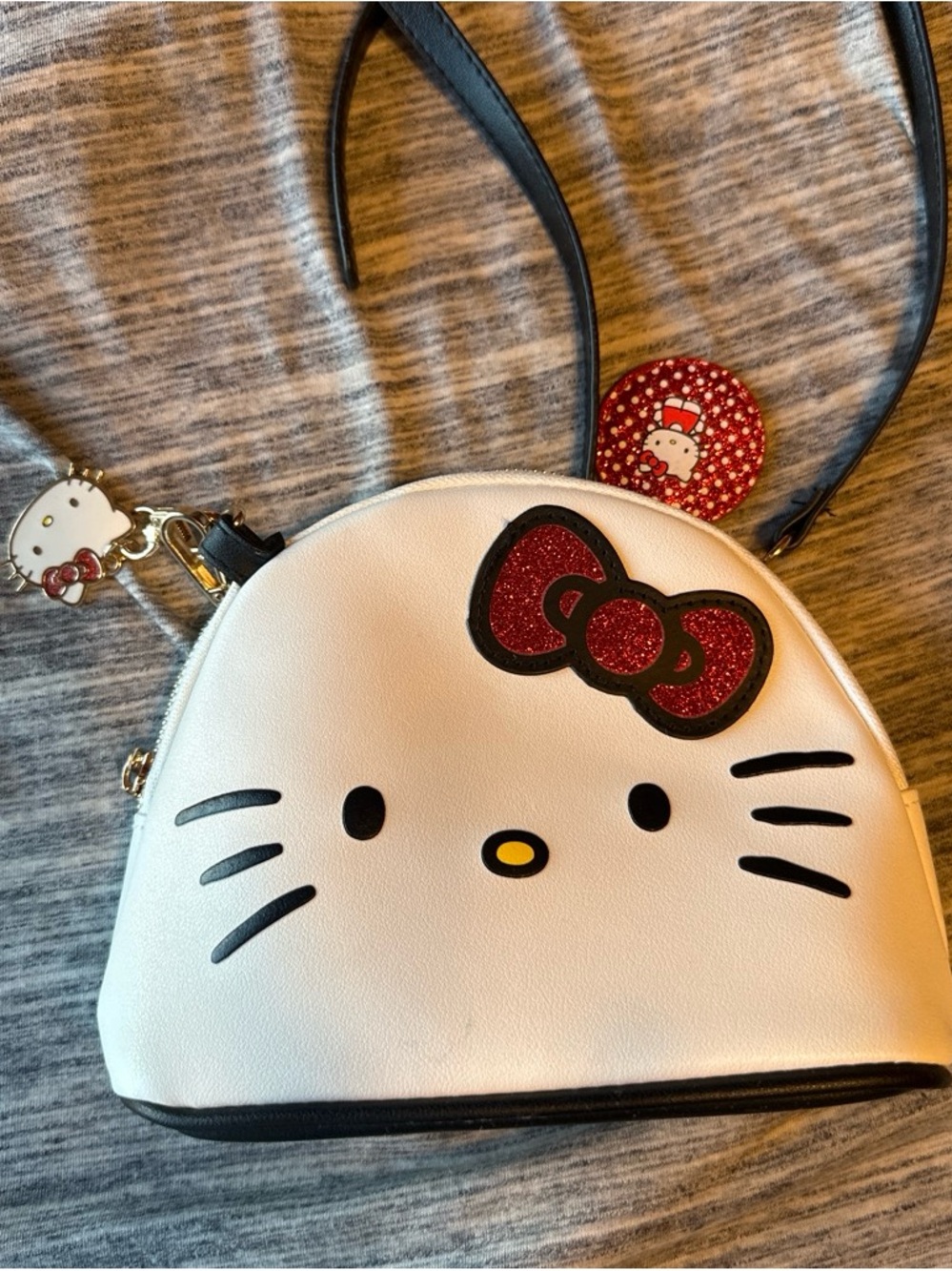 Hello Kitty White Crossbody Bag with Red Glitter Bow